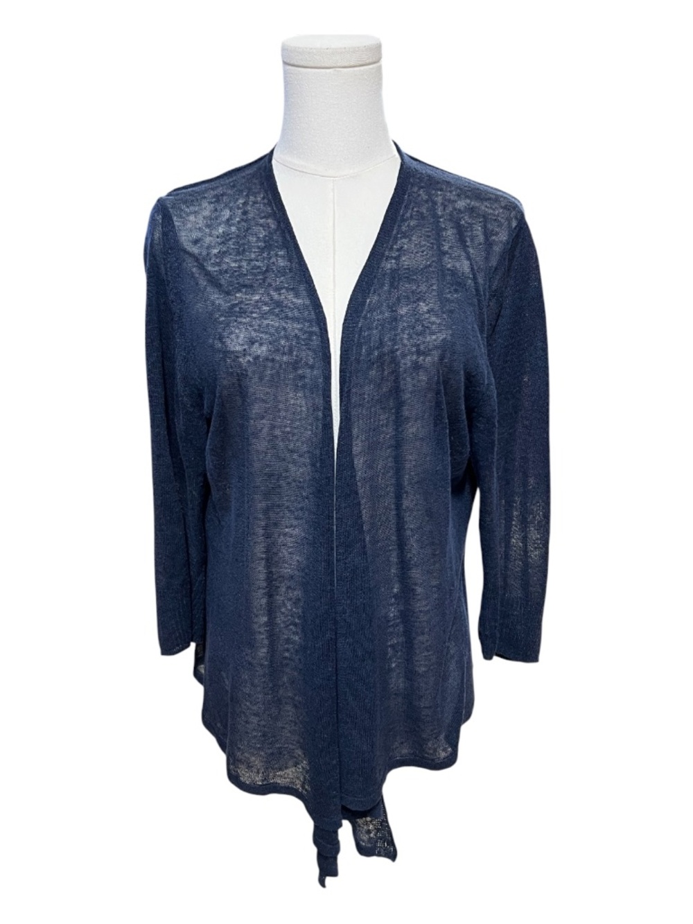 EUC Nic+Zoe Navy Linen Blend Draped Cardigan | Size Large Petite
